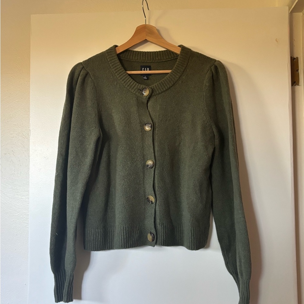 GAP Olive Green Button-Up Cardigan